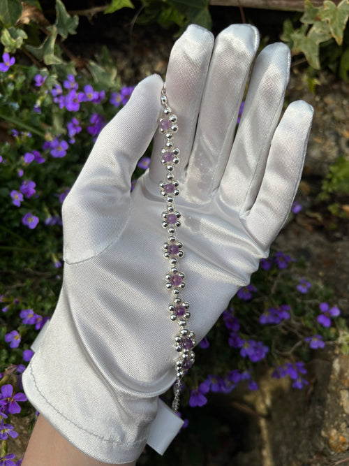 Beaded Amethyst flower bracelet